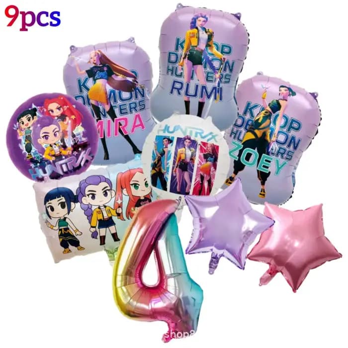 Ensemble de ballons en aluminium Kpop Demon Hunters numéros 1-9