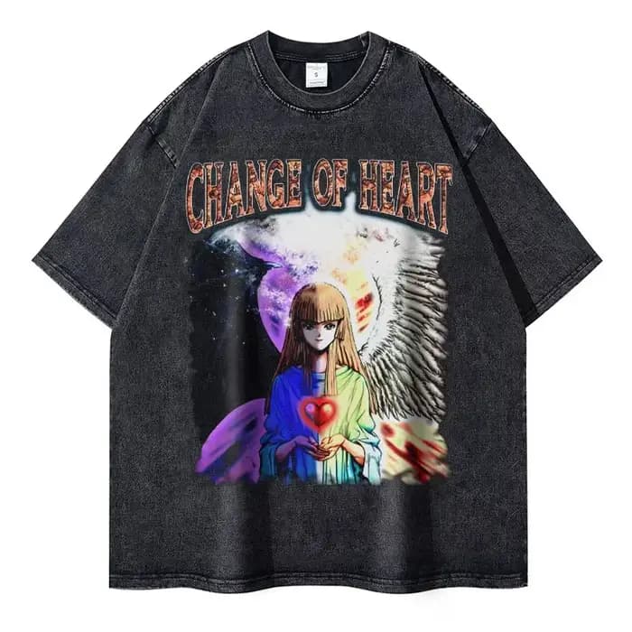T-shirts Anime Yu-Gi-Oh Vintage Noir Délavé Magicien Ample Y2K Streetwear Manga Yugi Mutou Manches Courtes Hauts Décontractés