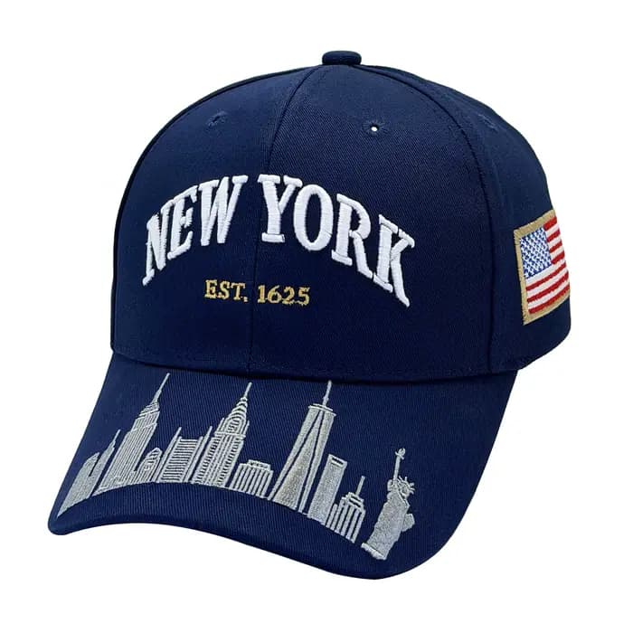 Casquette de baseball brodée New York, chapeau bleu marine avec la skyline de la ville, cadeau NYC,
