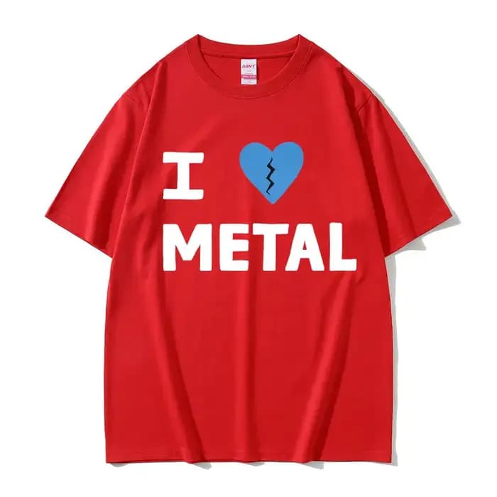 T-Shirt pour Homme et Femme, en Coton, Style Vintage, Décontracté, avec Imprimé I Love Metal, Chante