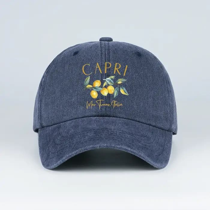 Casquette de baseball vintage délavée avec motif citron