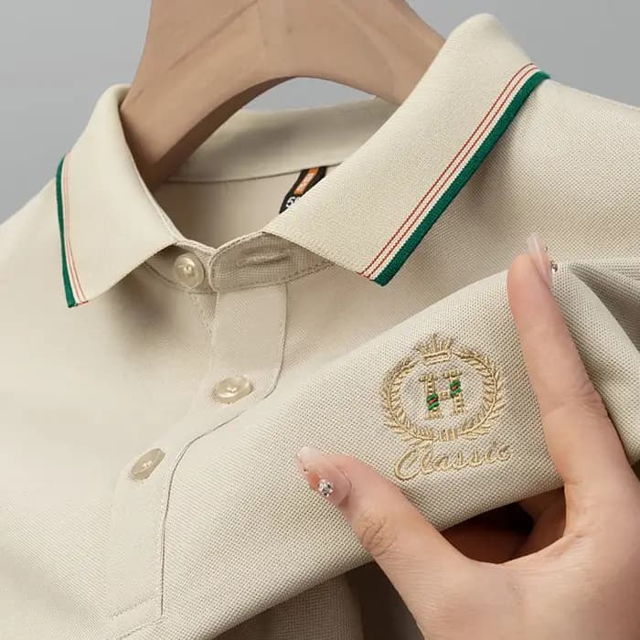 Paul's T-shirt d'été à manches courtes pour homme avec col ajusté et polo brodé