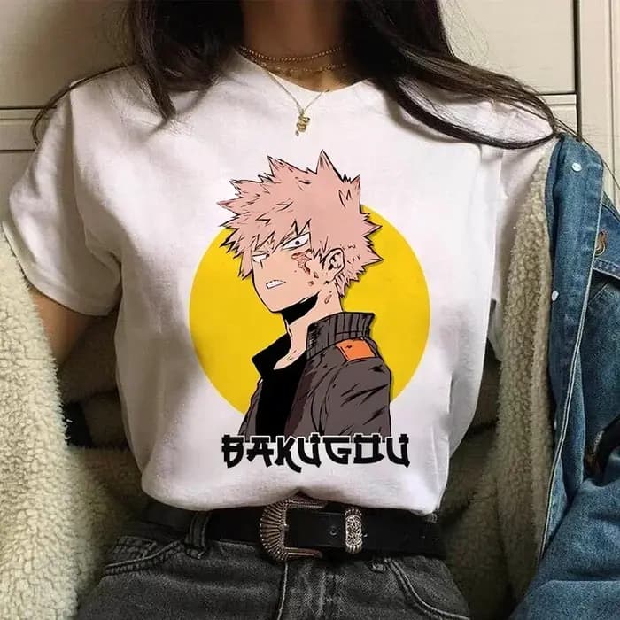 Katsuki Bakugo femmes Anime t-shirt bandes dessinées japonais graphique imprimé dessin animé haut surdimensionné t-shirt femme mujer camisetas