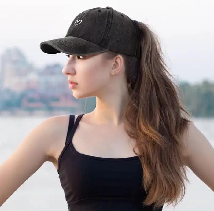 Casquettes pour queue de cheval pour femmes - Casquette de baseball effet vieilli avec trou
