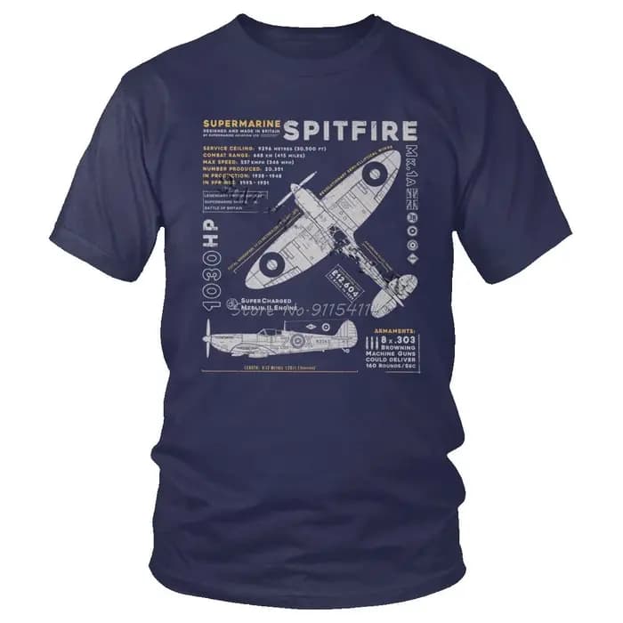 Vintage Supermarine Spitfire MK 1 T-Shirt hommes coton