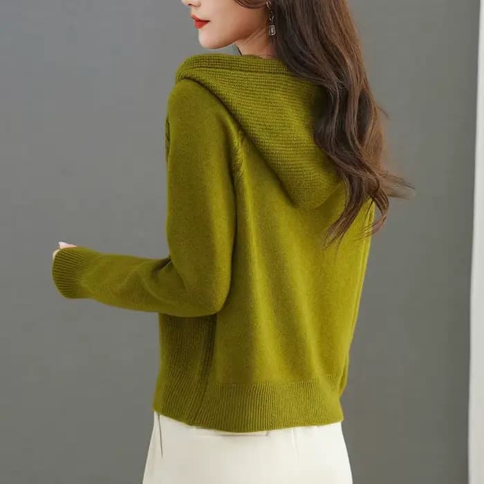 Cardigan tricoté à capuche rouge Rose pour femmes