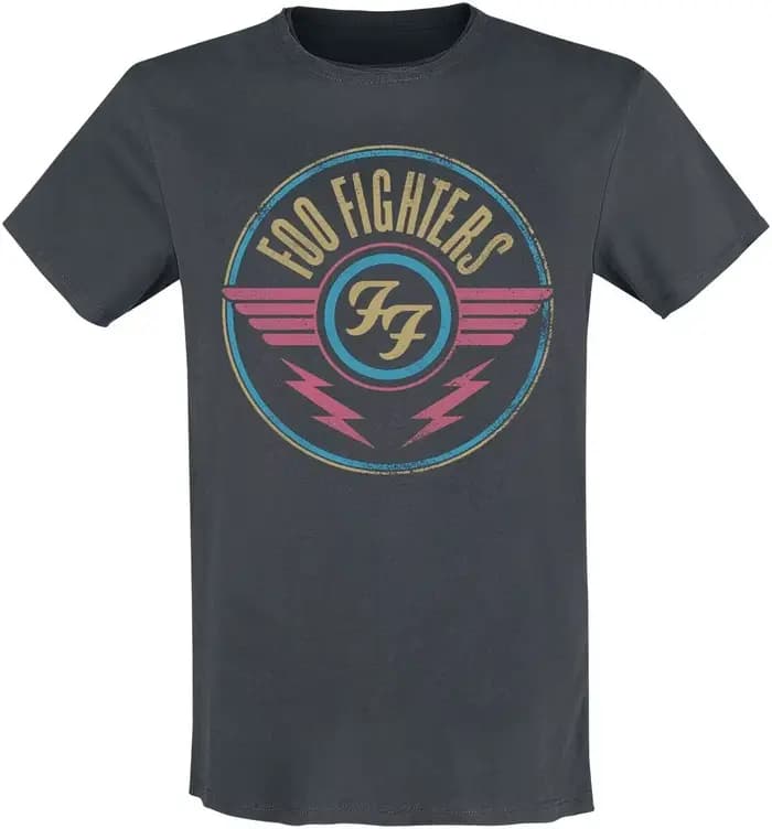 Foo Fighters T-shirt vintage avec logo FF et imprimé étoiles, 100% coton, unisexe, pour les fans de