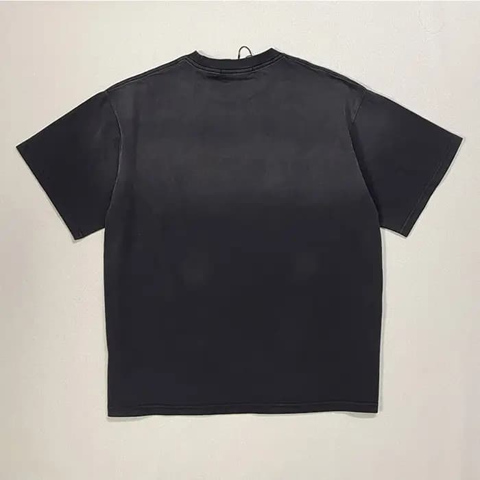 T-shirt Oversize Noir Délavé Vintage avec Logo Imprimé Lettres Classiques Satoshi Nakamoto – Collection Été 2026