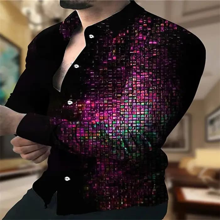 Chemise boutonnée à manches longues pour hommes