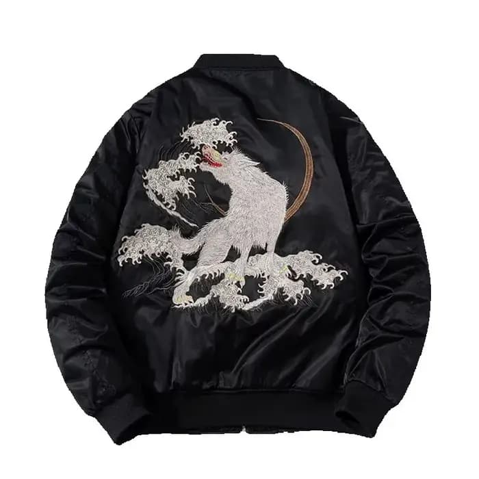 Veste brodée loup pour homme