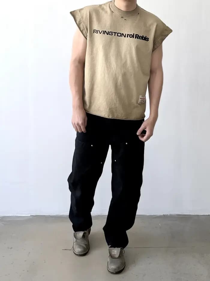 Yao mode RRR123 tendance marque coton gilet hauts t-shirt Streetwear ample surdimensionné Cleanfit Vintage lavé vieux