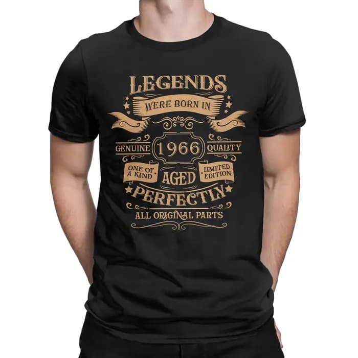 Hommes femmes né en 1966 vintage âge 60 ans drôle 60th anniversaire chemise 100% coton imprimé T-Shi