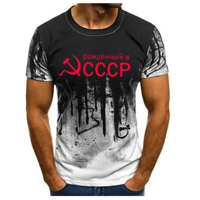 T-shirt à col rond imprimé logo CCCP pour hommes