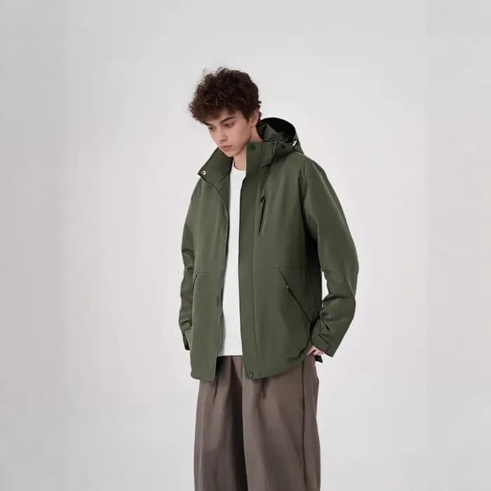 Veste à capuche coupe-vent pour homme, style automne, nouvelle collection, tendance, décontractée, style urbain, en fibre de polyester avec fermeture éclair