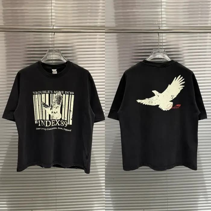 T-shirts Vintage Protocole Délavé et Usé Décontracté Ample à Manches Courtes pour Hommes et Femmes