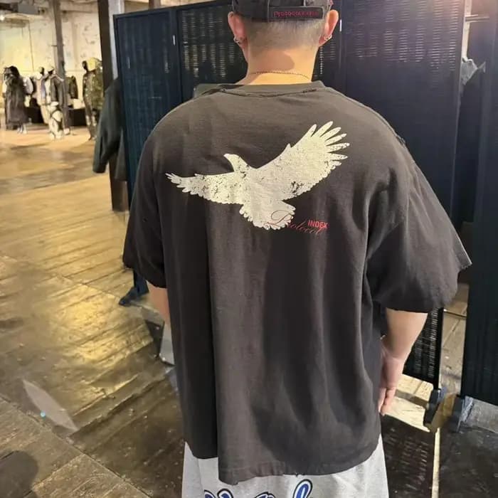 T-shirts Vintage Protocole Délavé et Usé Décontracté Ample à Manches Courtes pour Hommes et Femmes