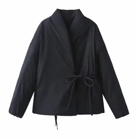 Marque de luxe vêtements pour femmes chaud manches longues coton manteaux automne hiver ceintures polyvalentes noir