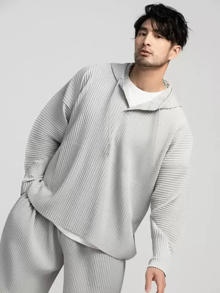 ATA YAKE-Sweat à Capuche Plissé pour Homme