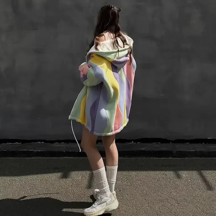 Sweat-shirt à capuche et manches longues pour femme