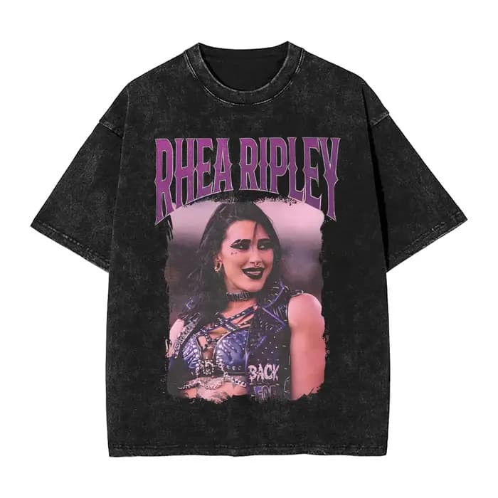 Hommes femmes rhea ripley lutte lutteur t-shirt 100% coton graphique t-shirts haut vêtements