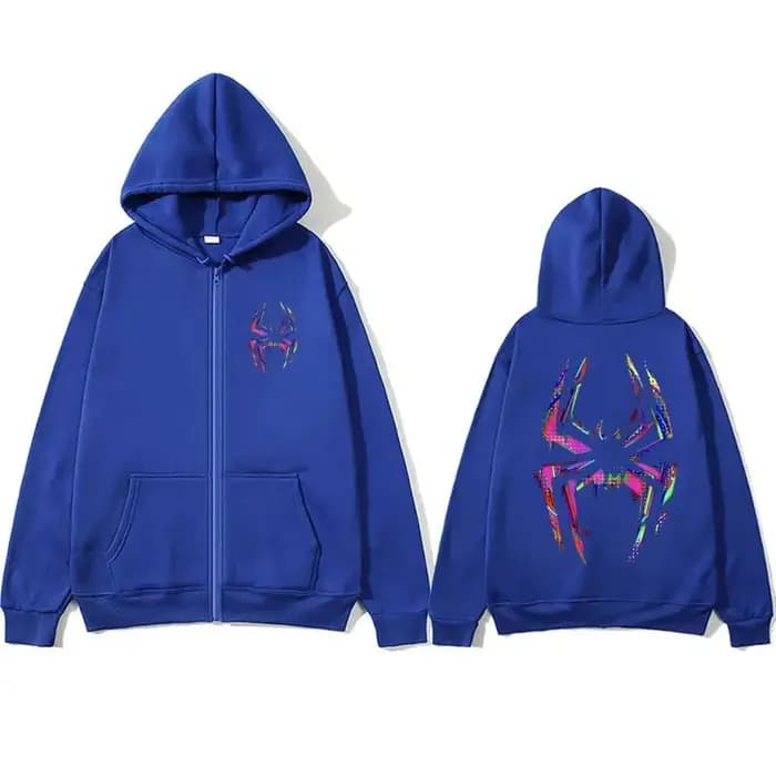 Sweat à capuche zippé imprimé araignée pour hommes