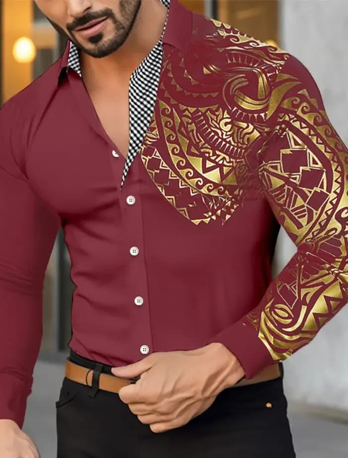 Chemise homme chemise boutonnée chemise décontractée à manches longues revers bronzant printemps et