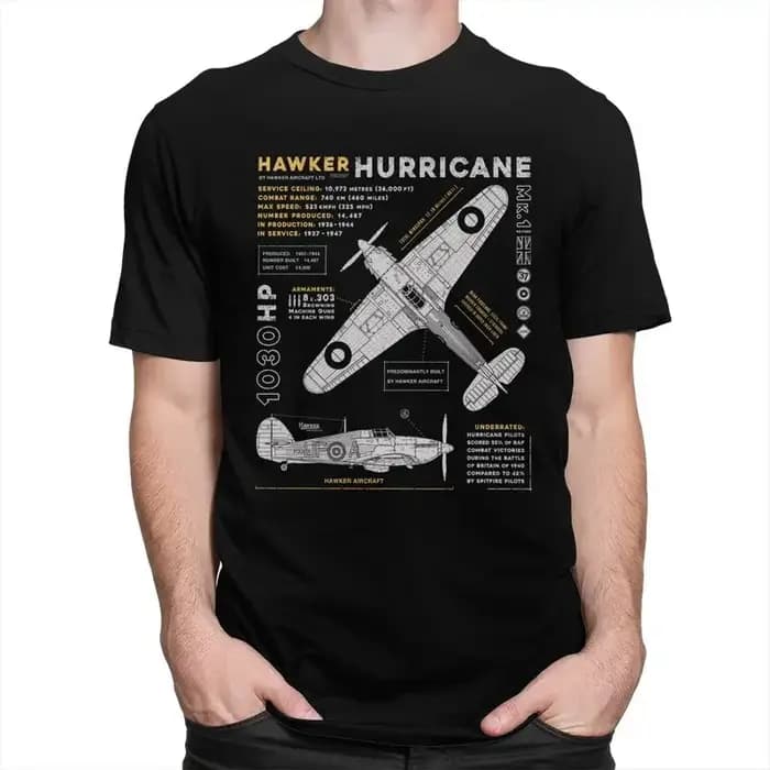 T-shirt en coton personnalisé Spitfire Hawker Motorstator