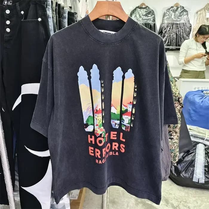House of Errors hôtel fenêtre impression surdimensionné T-Shirt hommes femmes coton ample Streetwear décontracté à manches courtes hauts