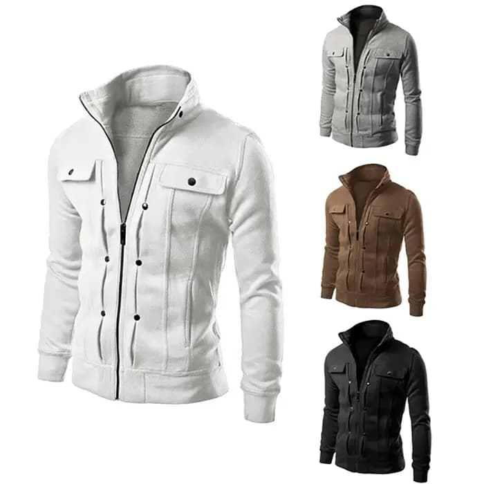 Nouveaux hommes vestes décontractée col montant sweat-shirt à glissière printemps automne Cardigan v