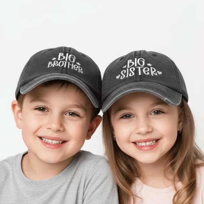 Casquettes de baseball ajustables et respirantes en coton lavé pour frères et sœurs