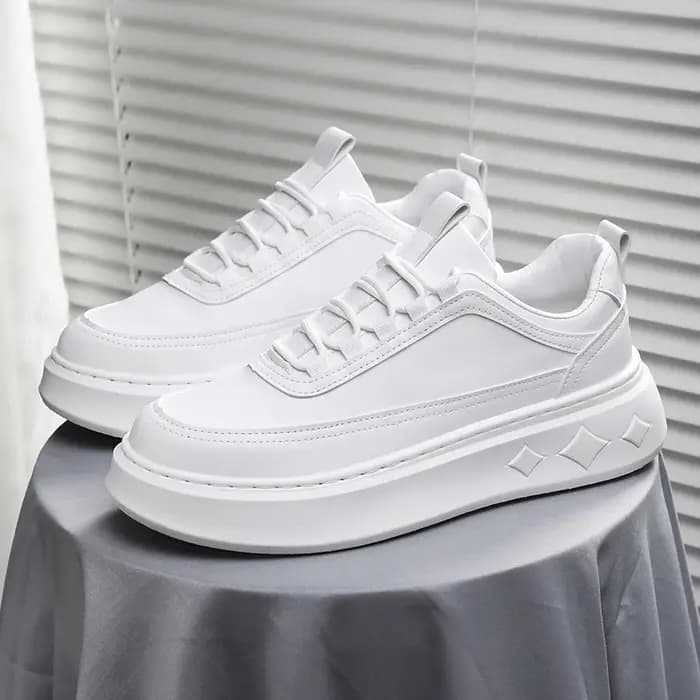 Mode blanc hommes espadrilles décontractées plate-forme extérieure chaussures de course respirant
