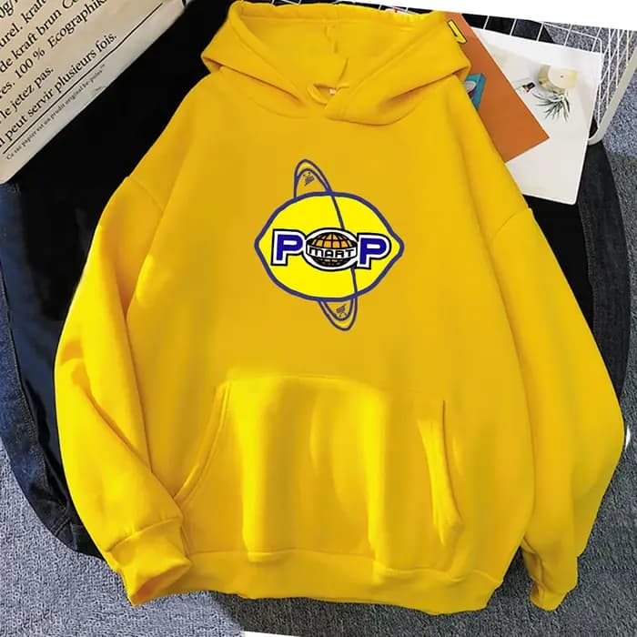 Sweat à Capuche avec Bande Citron U2 pour Femme et Homme