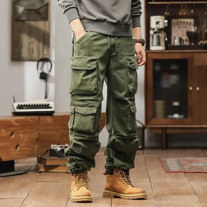 Pantalons de travail tendance pour hommes - Pantalons utilitaires légers en mélange de coton pour le