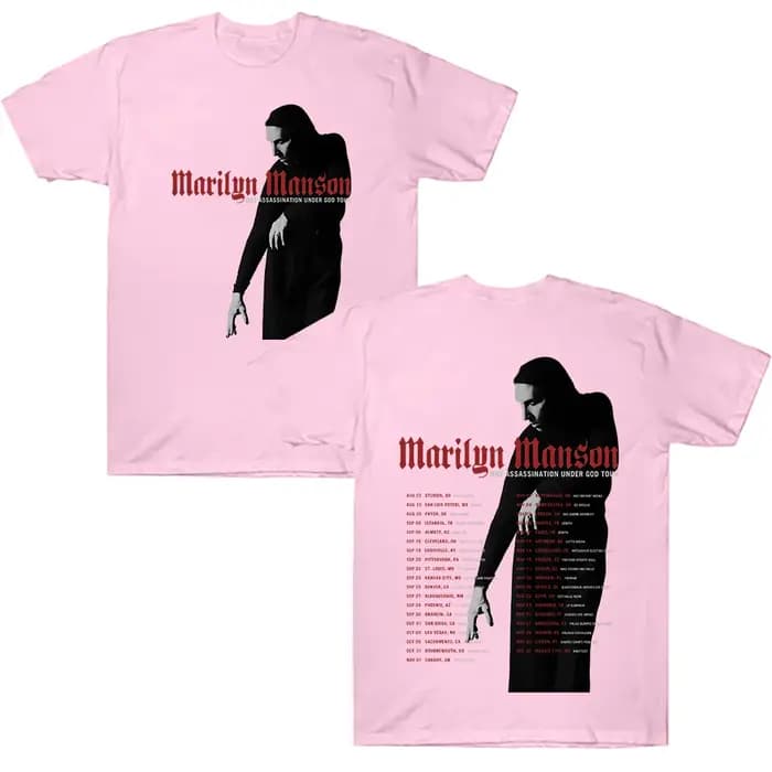 Marilyn Manson One Assassination sous Dieu Tour T-shirts 2025 nouveau surdimensionné haute rue à manches courtes T-shirt unisexe couverture en coton