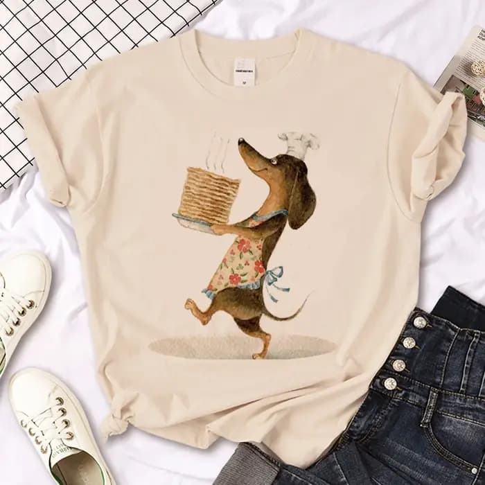 T-shirt Dachshund pour femmes, streetwear, humoristique, de styliste