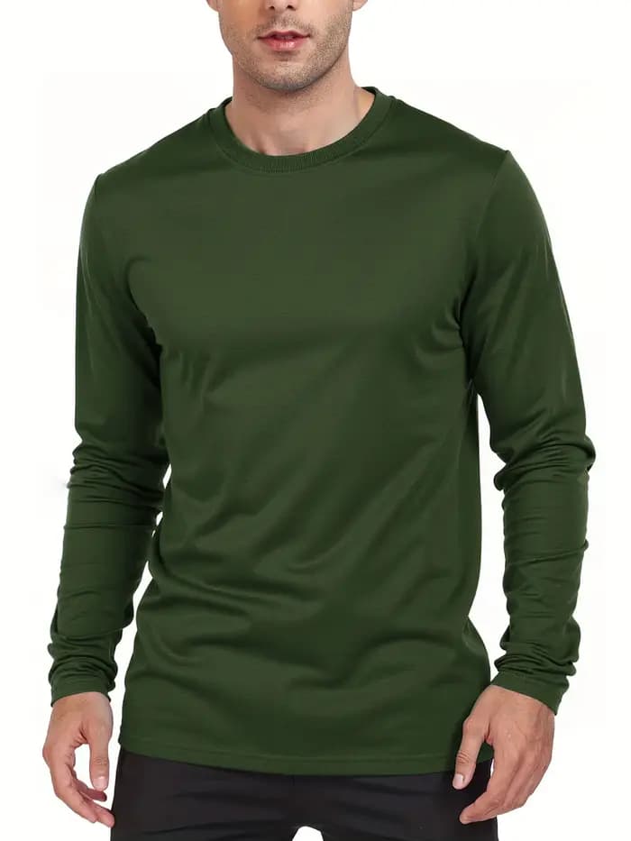 Printemps automne hommes T-shirts à manches longues décontracté hauts couleur unie haute qualité homme T-Shirt classique