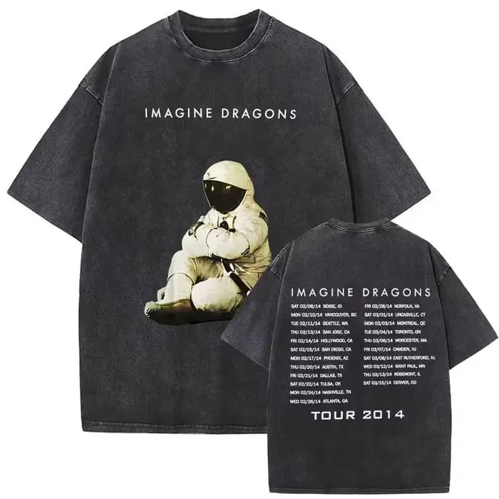 T-shirt vintage délavé Rock Band Imagine Dragons Live in Vegas pour hommes et femmes