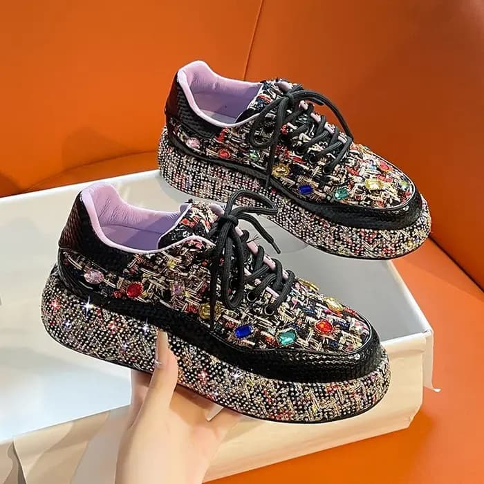 Baskets de créateur pour femmes 2025 nouveau printemps brillant strass