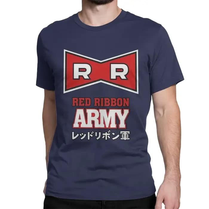Logo Anime t-shirt pour hommes femmes coton nouveauté T-Shirts col rond ruban rouge armée