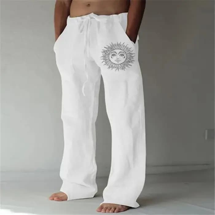 Pantalon vintage en coton et lin pour hommes