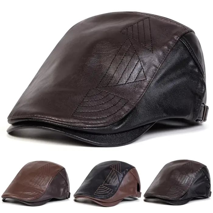 Casquettes de gavroche rétro en cuir PU pour hommes