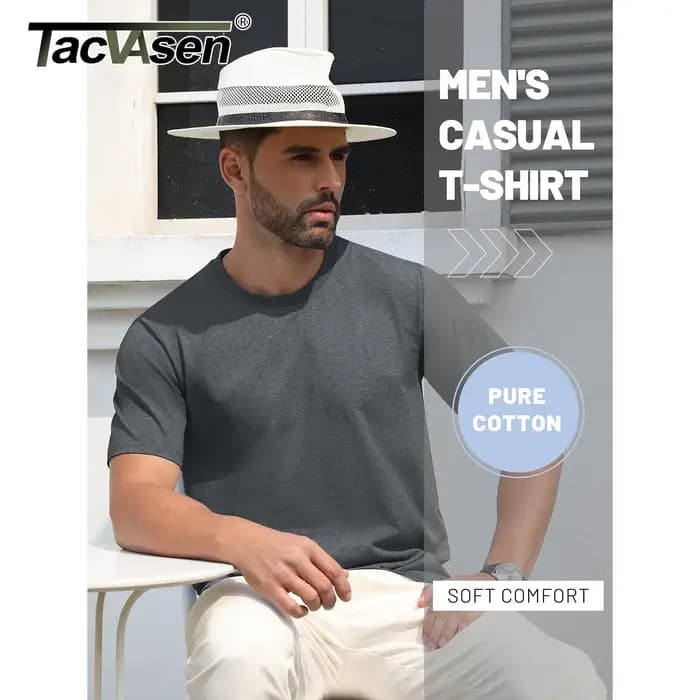T-shirt à Manches Courtes et Col Ras du Cou en Coton pour Homme