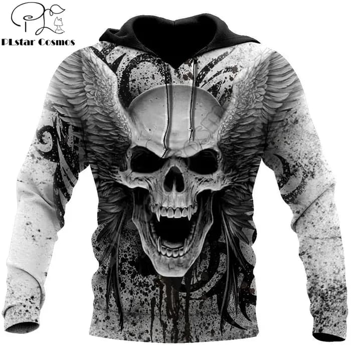 Sweat à capuche de luxe imprimé tête de mort pour hommes