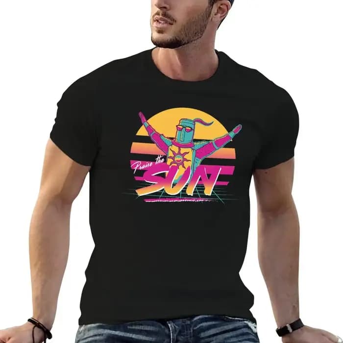 T-shirt Praise The Sun, t-shirts amusants en coton pour homme, t-shirts en coton pour homme, T-shirt