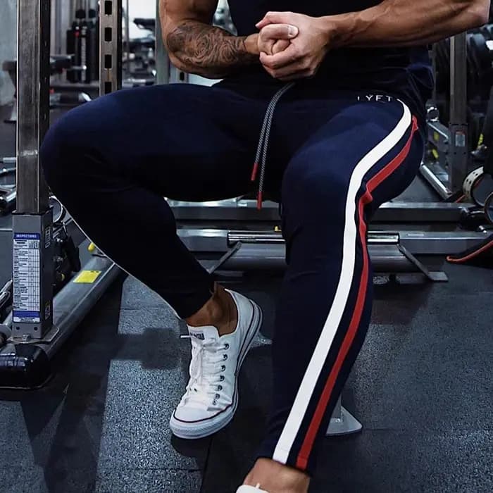 Hommes Joggers côté rayure pantalons de survêtement homme gymnastique entraînement Fitness coton pantalon mâle
