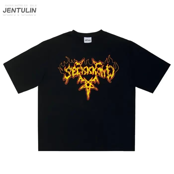 Hip Hop Streetwear surdimensionné vêtements pour hommes à manches courtes SEKKKOND imprimé graphique Y2k hauts t-shirts Harajuku Goth coréen t-shirt coton