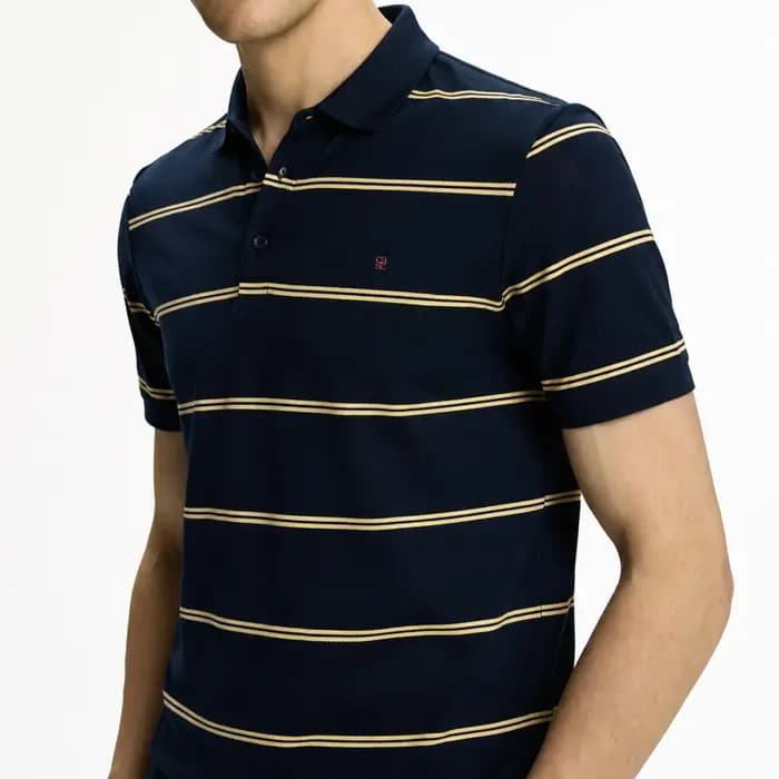 Polo à manches courtes brodé à rayures CH pour homme