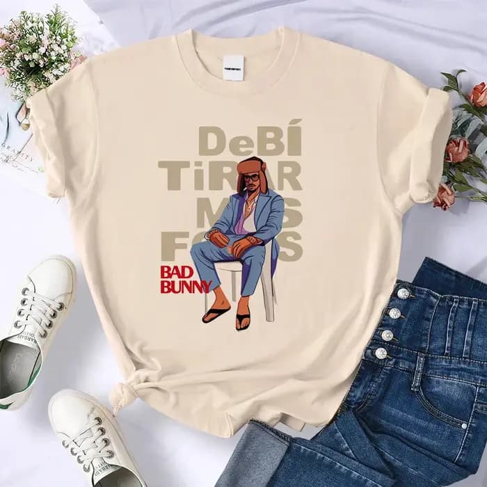 Bad Bunny t-shirt adolescent rétro Pop Culture psychédélique Y2k chemise université coréenne vêtements harajuku hip hop streetwear