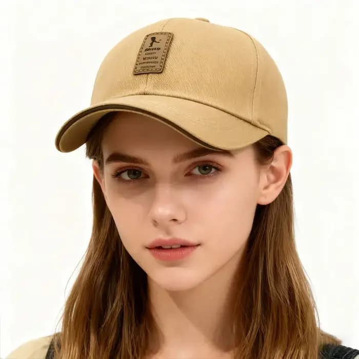 Casquette de baseball kaki avec étiquette en tissu vintage pour hommes