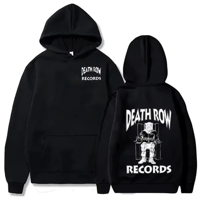Death Row Inmate Record imprimer Hip-hop rue Cool hommes sweat à capuche automne hiver quotidien en plein air décontracté ample chaud vêtements de sport